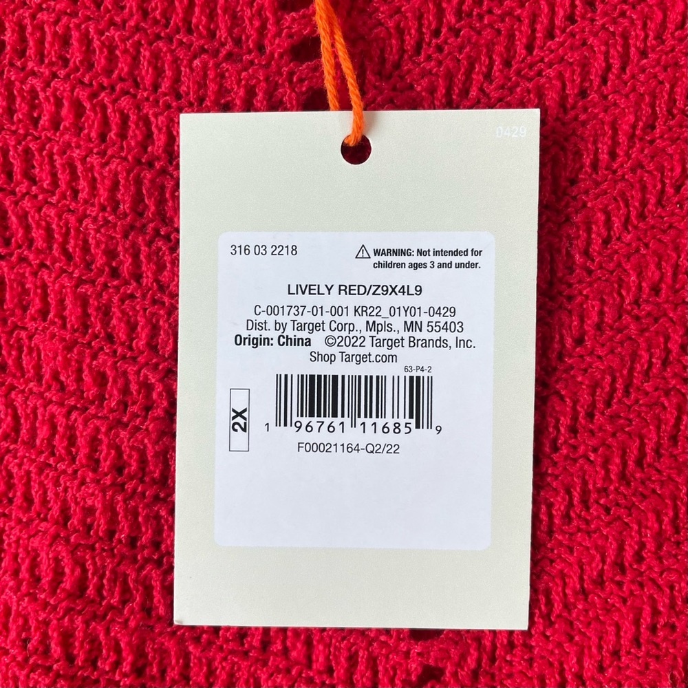 Knox Rose Women's Lively Red Short Puff Sleeve Sweater Christmas 2X NEW - Picture 4 of 6